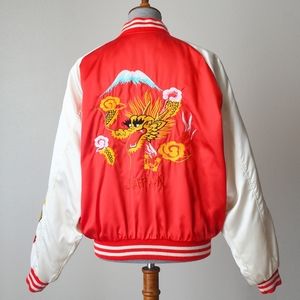 Vintage 70's Japanese Satin Sukajan Souvenir Varsity Bomber Jacket Unisex